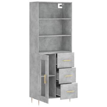 Stylish Highboard in Concrete Grey - 69.5x34x180 cm