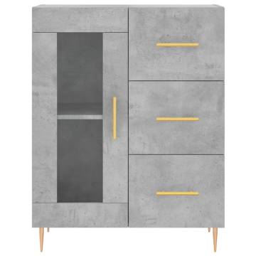 Stylish Highboard in Concrete Grey - 69.5x34x180 cm