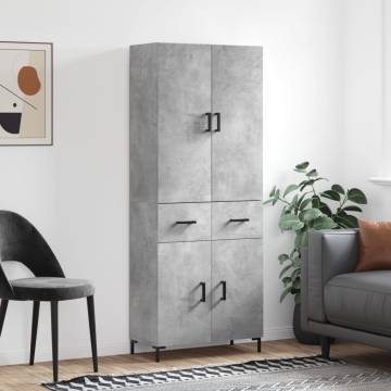 Stylish Highboard Concrete Grey - 69.5x34x180 cm | Hipo Market