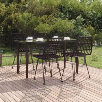 5 Piece Black Poly Rattan Garden Dining Set | Hipomarket