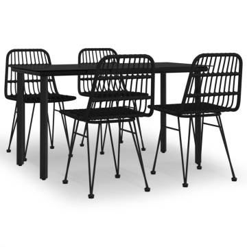 5 Piece Black Poly Rattan Garden Dining Set | Hipomarket