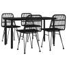 5 Piece Black Poly Rattan Garden Dining Set | Hipomarket