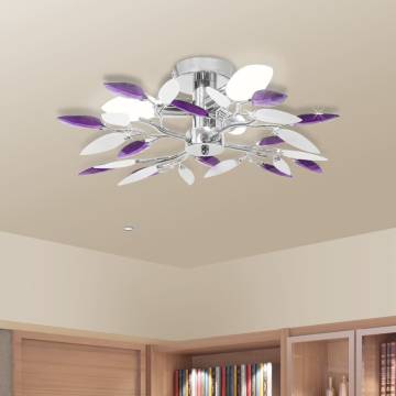 Elegant White & Purple Acrylic Ceiling Lamp - 3 E14 Bulbs