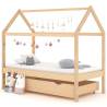 Kids Bed Frame with a Drawer Solid Pine Wood 80x160 cm Colour brown Size 80 x 160 cm Model 1 drawer 