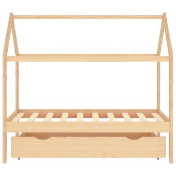 Kids Bed Frame with Drawer - Solid Pine Wood 80x160 cm