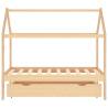 Kids Bed Frame with Drawer - Solid Pine Wood 80x160 cm