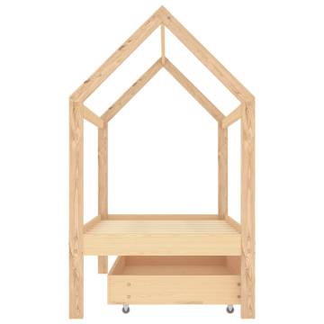 Kids Bed Frame with Drawer - Solid Pine Wood 80x160 cm