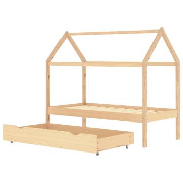 Kids Bed Frame with Drawer - Solid Pine Wood 80x160 cm