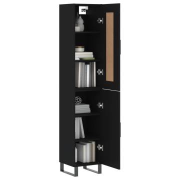 Highboard Black 34.5x34x180 cm - Stylish Engineered Wood