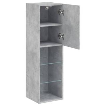 Stylish TV Cabinets with LED Lights - 2 pcs Concrete Grey