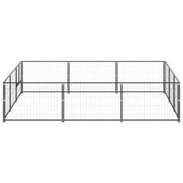 Durable Black Steel Dog Kennel - 9 m² Outdoor Paradise