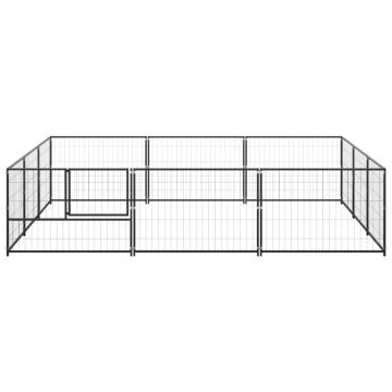 Durable Black Steel Dog Kennel - 9 m² Outdoor Paradise