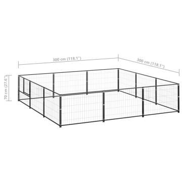 Durable Black Steel Dog Kennel - 9 m² Outdoor Paradise