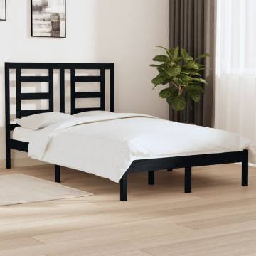 Black Solid Wood Pine Bed Frame 120x200 cm | HipoMarket