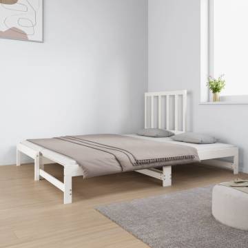 Pull-out Day Bed White Solid Pine 90x190 cm | Hipo Market