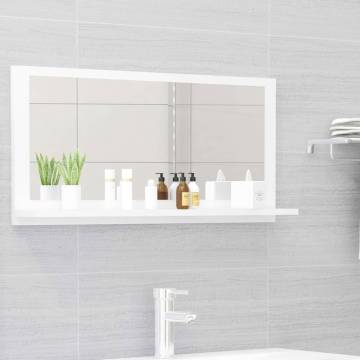 High Gloss White Bathroom Mirror 80x10.5 cm | Hipomarket