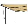 Manual Retractable Awning with Posts 6x3 m Yellow and White Colour yellow and white Size 6 x 3 m Quantity in Package 1 