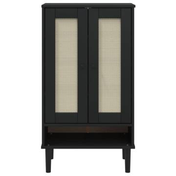 Shoe Cabinet SENJA Rattan Look Black - Stylish Storage Solution