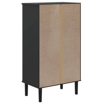 Shoe Cabinet SENJA Rattan Look Black - Stylish Storage Solution