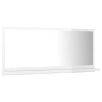 High Gloss White Bathroom Mirror 80x10.5 cm | Hipomarket