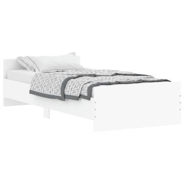 Bed Frame White 90x200 cm - Durable Engineered Wood