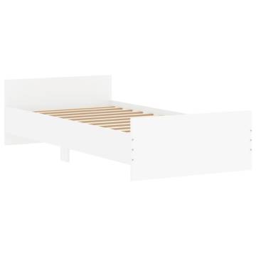 Bed Frame White 90x200 cm - Durable Engineered Wood