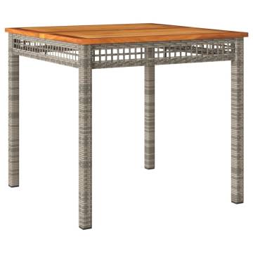 Garden Table Grey 80x80 cm - Poly Rattan & Acacia Wood