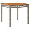 Garden Table Grey 80x80 cm - Poly Rattan & Acacia Wood