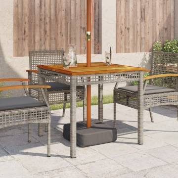 Garden Table Grey 80x80 cm - Poly Rattan & Acacia Wood