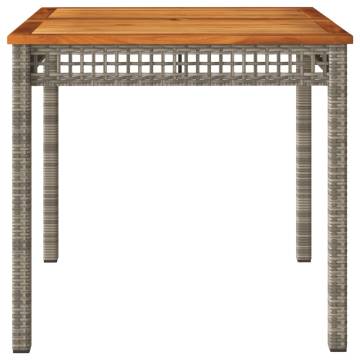 Garden Table Grey 80x80 cm - Poly Rattan & Acacia Wood