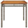 Garden Table Grey 80x80 cm - Poly Rattan & Acacia Wood