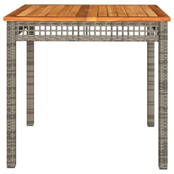 Garden Table Grey 80x80 cm - Poly Rattan & Acacia Wood