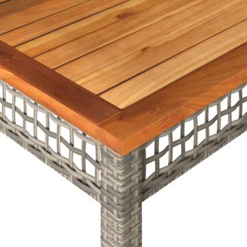 Garden Table Grey 80x80 cm - Poly Rattan & Acacia Wood