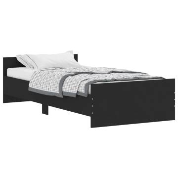 Black Bed Frame 100x200 cm - Engineered Wood | Hipo Market