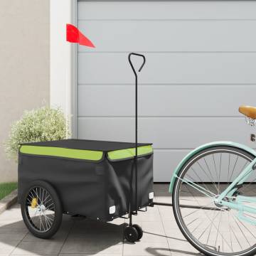 Durable Black and Green Bike Trailer - 30 kg Capacity