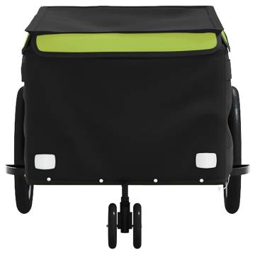 Durable Black and Green Bike Trailer - 30 kg Capacity