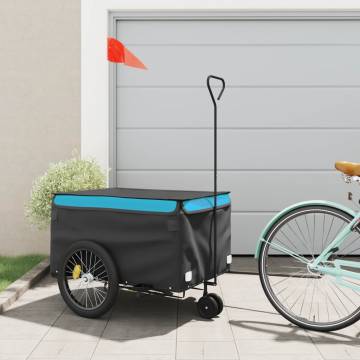 Bike Trailer Black & Blue - Durable 45 kg Iron Cargo Carrier