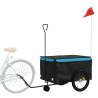 Bike Trailer Black & Blue - Durable 45 kg Iron Cargo Carrier