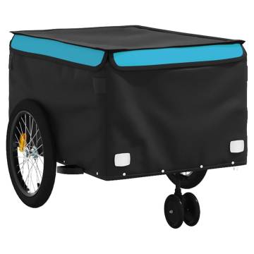 Bike Trailer Black & Blue - Durable 45 kg Iron Cargo Carrier