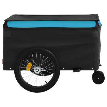 Bike Trailer Black & Blue - Durable 45 kg Iron Cargo Carrier