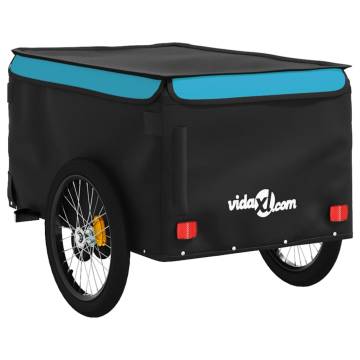 Bike Trailer Black & Blue - Durable 45 kg Iron Cargo Carrier