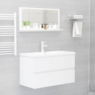 High Gloss White Bathroom Mirror 80x10.5 cm | Hipomarket