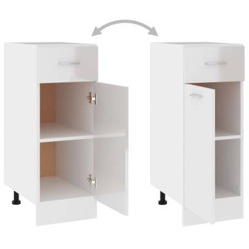 High Gloss White Drawer Bottom Cabinet - 30x46x81.5 cm