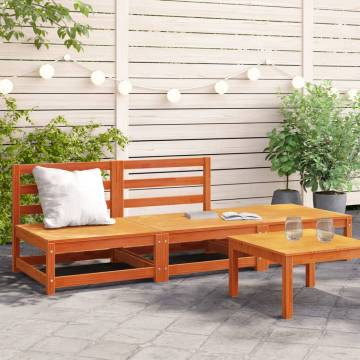 Garden Sofa Armless with Footstool - Wax Brown Pine Wood