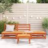 Garden Sofa Armless with Footstool - Wax Brown Pine Wood