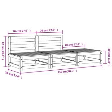 Garden Sofa Armless with Footstool - Wax Brown Pine Wood