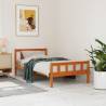 Solid Wood Pine Bed Frame with Headboard - Wax Brown 90x190 cm