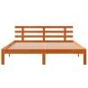 Solid Pine Bed Frame with Headboard - Wax Brown 160x200 cm