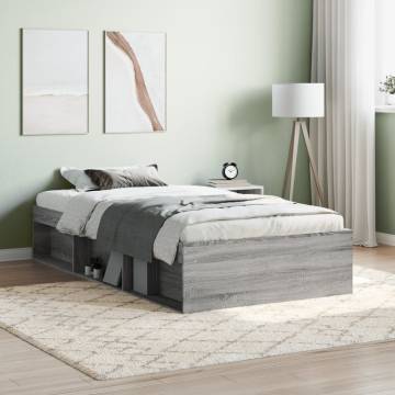 Bed Frame Grey Sonoma 90x200 cm - Modern Storage Solution