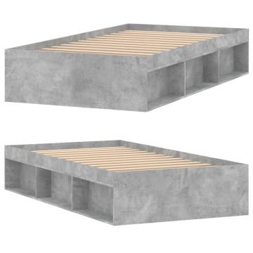 Concrete Grey Bed Frame 100x200 cm - Modern & Functional